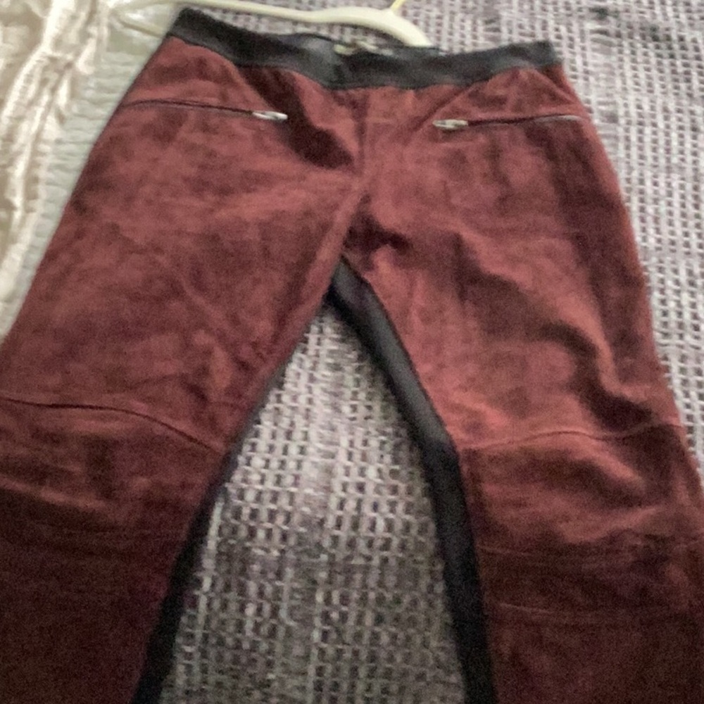 Blank New York City suede front dark cranberry trousers in great condition